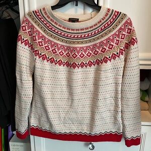 Talbots Fair Isle Pullover Sweater Size M Thick Crochet Neckline